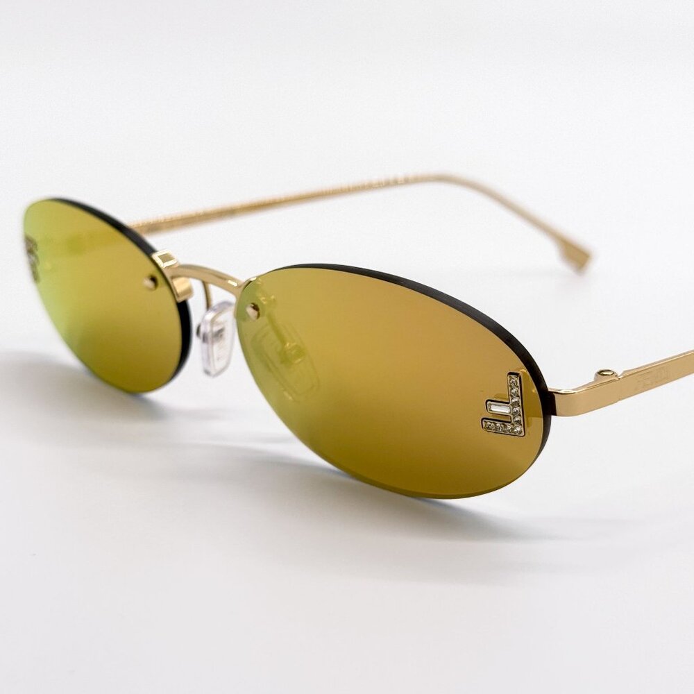 NEW FE4075US 30L ROUND GOLD MIRROR FENDI WOMN SUNGLASSES - Picture 6 of 13